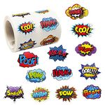 600 PCS Hero Stickers Hero Stickers Roll Hero Themed Stickers Hero Themed Party Decorations Stickers for Creative Scrapbooks Party Favors and Children's Rewards 12 Hero Designs