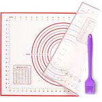 Large Silicone Baking Mat Pastry Mat 15.7x23.6in with Oil Brush and Spatula, Thickened Pastry Mat with Measuring，Non Stick Non-Slip Fondant Mat, Counter Mat, Dough Rolling Mat, Oven Liner