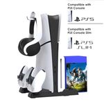 New World for PS5 Slim / PS5 Fat Cooling Stand, Controller Charger for PS5, Vertical Stand with Cd Storage Stand Compatible with PS5 / PS5 Slim