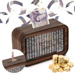 Giftota Money Box for Kids Adults, Money Saving Tin 3000 Pound, Piggy Banks for Children, Cash Box with Counter for Coin Banknote, Reusable Acrylic and Wooden Money Jar, Personalised Gifts