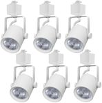 Arcfox H Type LED Track Light Head 9W 3000K Warm White ETL Multi Adjustable Angle 3 Wire Single Circuit Dimmable Track Lighting for Kitchen Dining Room Wall Art Exhibition (6 Pack, White)