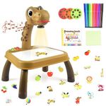 Innoocool Kids Drawing Table, Projector Drawing Board for Kids with Light & Music, Kids Art Table Toy for Ages 3+ with Pen, Drawing Book, Erasable Board, Brown(37 * 27 * 23cm)