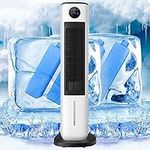 Evaporative Air Cooler, Indoor Oscillating Swamp Cooler Fan with Remote, 4 Mode / 3 Speeds Air Cooler, Bladeless 35in Air Conditioner Fan for Bed Room, Office, 7L Water Tank, 12H Timer, 8 Ice Boxes