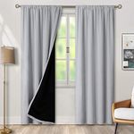 BGment Full Blackout Living Room Curtains, Extra Long Thermal Insulated 100% Room Darkening Noise Cancelling Heavy Window Curtains for Bedroom with Rod Pocket, 2 Panels, Light Grey, 52 x 95 Inch