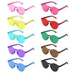 SelfTek 10 Pcs Coloured Sunglasses Rimless Party Glasses Classic Transparent Glasses Multipack Fashion Funky Eyewear for Women Men, 10 Colors