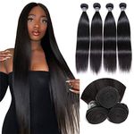 Malaysian Virgin Straight Hair Bundles 18 20 22 24 Inches 9A Straight Weave Hair Human 4 Bundle Deals 100% Unprocessed 1 B Double Weft Silky Straight Hair Extensions