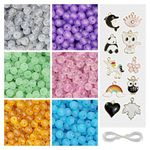 REGLET 10 Pcs of Metal Charms & 210 Pcs Matt Glass Beads for Jewellery Making Kit - Pearls for Craft - Bead Craft - Glass Beads for Bracelet Making Kit - Size 8 mm - 150 Gram - 16a