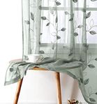 HOMEIDEAS Sage Green Sheer Curtains