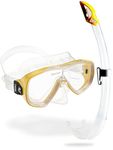 Cressi Single Lens Mask & Snorkel Set - Tempered Glass Diving Mask - Snorkel Set Adults for Pools & Sea - Quick-Adjust Buckles for Scuba Diving Equipment - Transparent/Yellow - Combo Set