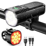 Rolgno Bike Lights Front And Back, [8+7 Lighting Modes] & [Sturdy Aluminum Alloy] Super Bright LED Bicycle Lights, USB Rechargeable & IP65 Waterproof Bike Light Set for Mountain, Road, Night Riding