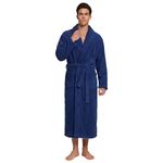 PJGGZ Men's Shawl Collar Bathrobe, Soft Long Towel Robe for Men - Super Absorbent Quick Dry yet Warm(Navy,S/M)