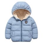 Happy Cherry Toddler Down Jacket Baby Girls Windproof Warm Hooded Long Sleeve Snowsuit Soft Zipper Clothing Outerwear for Winter Grey 1-2T