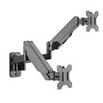 SIIG Dual Arm Monitor Wall Mount for 17" to 32" Screens, Up to 17.6lbs per Monitor, Heavy Duty Aluminum Gas Spring with Rotation, Tilt, Swivel, VESA 75x75 or 100x100 (CE-MT2M12-S1)
