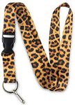 Limeloot Leopard Print Lanyard for Women and Men - Release Buckle and Flat Ring to Hold Keys, Badges, and IDs.