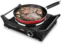 Techwood Hot Plate Portable Electric Stove 1500W Countertop Single Burner with Adjustable Temperature & Stay Cool Handles, 7.5” Cooktop for Dorm Office/Home/Camp, Compatible for All Cookwares