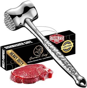 Meat Tenderizer Stainless Steel - Premium Classic Meat Hammer - Kitchen Meat Mallet - Chicken Veal Cutlets Meat Tenderizer Tool - Meat Pounder Flattener - Non-SLIP Grip-5 years Warranty - Love Edition