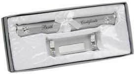 Silver plated Birth Certificate Holder and Stand Christening Gift