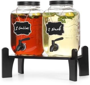 1 Gallon Glass Drink Dispensers for Parties, Ice Beverage Dispensers with Stand, Juice Dispenser, Glass Water Dispenser with Stainless Steel Spigot, Lemonade Dispenser