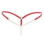 NIMRA FASHION Women's Thong Synthetic with Pearls Hot Sexy G String for Women and Girls Innerwear (Pack of 1) Red