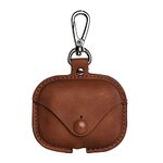 AirPod Pro Case Leather Personalized Leather Protective Air-pod Pro Case Cover Shockproof with Loss Prevention Clip for Apple Air-Pods Pro Wireless Charging Case for airpods- Dark Tan (Dark Brown)