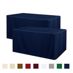 Obstal 2 Pack Table Clothes for 6 Foot Rectangle Tables - Water Resistant Washable Fabric Polyester Rectangle Table Cover Protector for Wedding, Banquet and Trade Shows, 72L x 30W x 30H Inches, Navy