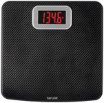 Taylor Digital Bathroom Scale, Body Weight Scale 400 LB Capacity, Carbon Fiber Anti-Slip Mat, 11.8 x 11.8 Inch Platform, Black