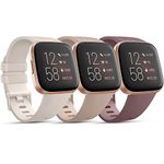 Pack 3 Straps Compatible with Fitbit Versa 2 Staps/Fitbit Versa Lite Strap/Fitbit Versa Strap for Women Men,Silicone Replacement Compatible with Fitbit Versa 2(S,Starlight/MilkTea/Violet Smoke)