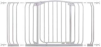 Dreambaby Chelsea Extra-Wide Hallway Baby Security Gate Set - with 9cm & 18cm Extensions - Dual Locking Feature Mechanism - Fits Opening 97.5cm-133cm Wide & 75cm Tall - White