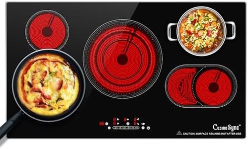 36 Inch Electric Cooktop 5 Burner, Built-In Ceramic Glass Cooktop 220-240V Hardwired, 9200W Radiant Electric Stove Top with Touch Control, 9 Heat Levels, Timer, Safety Lock, Works with All Cookware