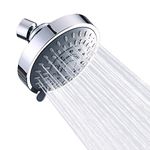 Shower Head High Pressure Adjustable Rain Showerhead Wall Mount Chrome, Ultimate Shower Experience Even Under Low Water Flow or Pressure - 5-Setting, 2.5 GPM, 4.1 Inch