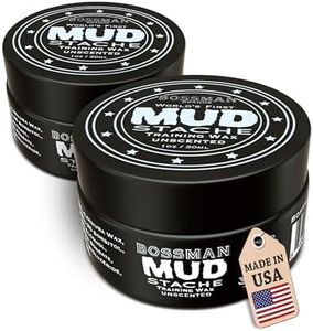 Bossman MUDstache Unscented Mustache Wax for Men (2 oz) - 2 Pack - Strong 24-Hour Hold, Non-Tacky & Easy to Apply for Taming & Styling