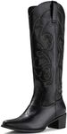 Cowboy Boots For Women Pointy Toe Women's Western Boots Cowgirl Boots Mid Calf Boots, 101-black, 7 US