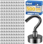 Grtard 500Pack Black Magnetic Hooks Heavy Duty, 25LBS Neodymium Magnet Hooks for Cruise, Strong Magnetic Hooks for Hanging, Magnets with Hooks for Home, Kitchen, Workplace, Office