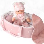 12 Inch Baby Doll with Doll Clothes, Bassinet, Hat, Pillow, Blanket Pacifier, 12'' Baby Doll