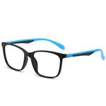 ANRRI Blue Light Blocking Glasses Lightweight Eyeglasses Frame Filter Blue Ray Computer Game Glasses, Black-Blue