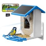 Smart Bird Feeder with Camera - Solar Powered Wireless Video Bird Cam Live 4MP 2.5K Full HD Two-Way Audio APP Control Instant Notification AI Identify 11000+ Birds Watching Camera Include 64GB Card