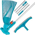 U.S. Pool Supply Deluxe Swimming Pool Maintenance Kit with Deluxe Jet Vacuum, 16" Floor & Wall Scrub Brush, Adjustable Telescopic Pole - Clean Remove Leaves & Debris, Above-Ground In-Ground Pools Spa