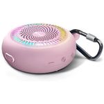 Bluetooth Shower Speaker Waterproof - Small Portable Speaker Wireless with Louder Volume and Powerful Bass - Colorful Lights and 10H Playtime - Lightweight with Carabiner and TWS Pairing -Pink