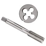 M10 x 1mm HSS Metric Tap And Die Set Thread Tap And Round Thread Die Right Hand HSS Taper Silver Tone (2Pcs)