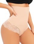 SURE YOU LIKE Women High Waist Shapewear Thong For Women Tummy Control Seamless Slimming Tummy Control Thong Waist Shaping Underwear String, Beige, XL