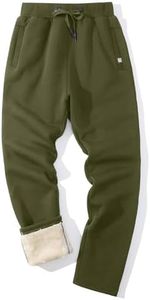 Flygo Men's Fleece Pants Sherpa Lined Sweatpants Active Athletic Winter Warm Jogger Pants(Straight Bottom ArmyGreen-S)