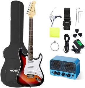 MOSEN 39in Full Size Beginner Electric Guitar Starter Kit, Beginner Starter, with Amplifier, SSS Pickups, Gig Bag, Pick, Tunner, Capo, Cable, Tremolo Bar, Wiping cloth - Sunburst