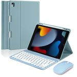 Tasnme Keyboard Case for iPad (10.2-inch iPad 9th Generation 2021) iPad 10.2 8th/7th Gen 2020/2019 iPad Pro 10.5(Skin-Feel Protector Case)iPad Air 3 Magnetic Detachable Keyboard Case & Mouse SET Blue