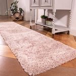 Thick Soft Blush Pink Shaggy Shag Runner Rug Affordable Durable Fluffy Rugs Living Room Area Bedroom Runner 60cm x 240cm