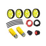 Electronic Spices Science Project Kit BO Dual Shaft 3v-9v Copper Binding Motor Smart Arduino Toys Car Robot Yellow Wheel Black Rubber Tire-45mm x 11mm