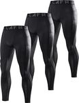 LAFROI Men's 3-Pack Quick Dry Cool Compression Fit Tights Leggings Waistband-YSK08 (Pocket Black x3,LG)