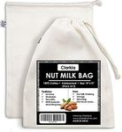 Clarkia Cotton Drawstring Nut Milk Bag Unbleached (10x12 inch, White) - 2 Piece