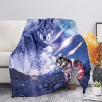 Coloranimal Moon Wolf Blanket Boys Girls Bed Blanket Bedroom Living Room Sofa Warm Throw Blanket for Adult Kids