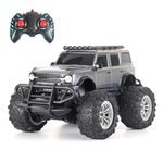 Popsugar Off Roader Rechargeable Remote Control Monster Truck with 2 Speeds and 4 Headlight Modes | Lithium Battery | C-Type Charging | Remote Control Car for Kids | Made in India, Grey