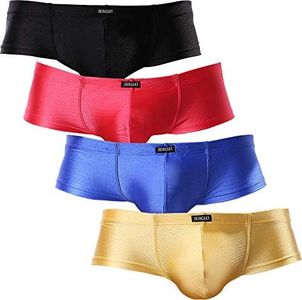 IKINGSKY Men's Cheeky Thong Underwear Sexy Mini Cheek Boxer Briefs (Large, 4 Pack)